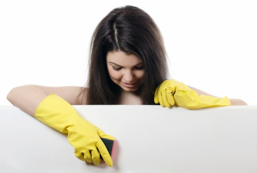 Close-up of sofa fabric maintenance and stain removal