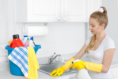 One off cleaning service in a kitchen and living area